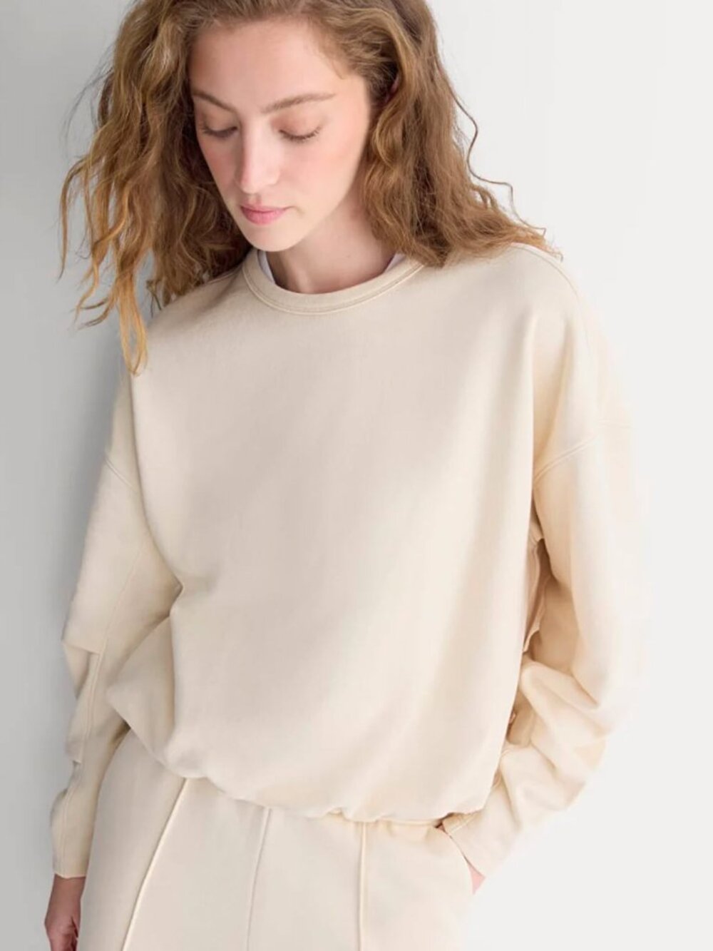 Lightweight Terry Bubble Sweatshirt Parchment